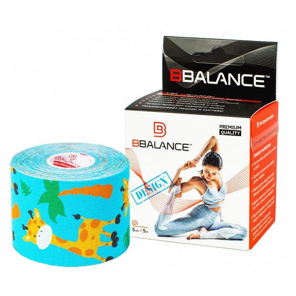 Кинезио тейп 5см*5м жирафы голубой BB